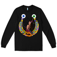 Black Halloween Horseshoe Long Sleeve Tee - CowhideDigitalArt