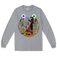 Heather Grey Halloween Horseshoe Long Sleeve Tee - CowhideDigitalArt