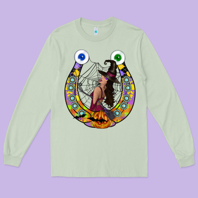 Halloween Horseshoe Long Sleeve Tee Designed By Cowhidedigitalart