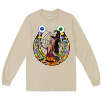 Mushroom Halloween Horseshoe Long Sleeve Tee - CowhideDigitalArt