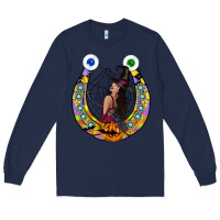 Navy Halloween Horseshoe Long Sleeve Tee - CowhideDigitalArt