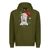 Army Green merry christmas ghost Premium Hoodie - MaliasSmallBusiness