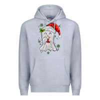 Heather Grey merry christmas ghost Premium Hoodie - MaliasSmallBusiness