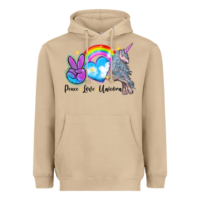 Peace Love Unicorn Heavyweight Hoodie by LillyAllenDesigns | Teevron