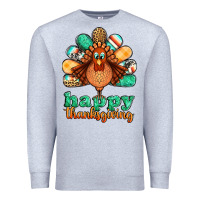 Heather Grey happy thanksgiving turkey Premium Sweatshirt - Jasminsmagicworld