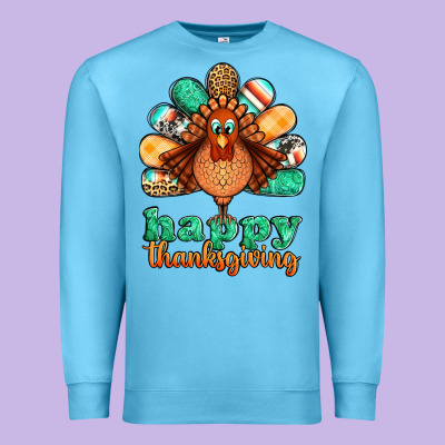 Happy Thanksgiving Turkey Premium Sweatshirt Designed By Jasminsmagicworld