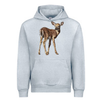 Heather Grey white tailed fawn deer Urban Hoodie - LillyAllenDesigns