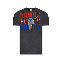 Vintage Black howdy howdy howdy 4th of july bull skull billie wi Vintage Tee - texasbilliewilder