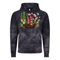 Cloud Black cowboy boots with cactus Vintage Hoodie - MaliasSmallBusiness