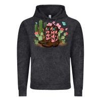Vintage Black cowboy boots with cactus Vintage Hoodie - MaliasSmallBusiness