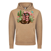 Vintage Coffee cowboy boots with cactus Vintage Hoodie - MaliasSmallBusiness