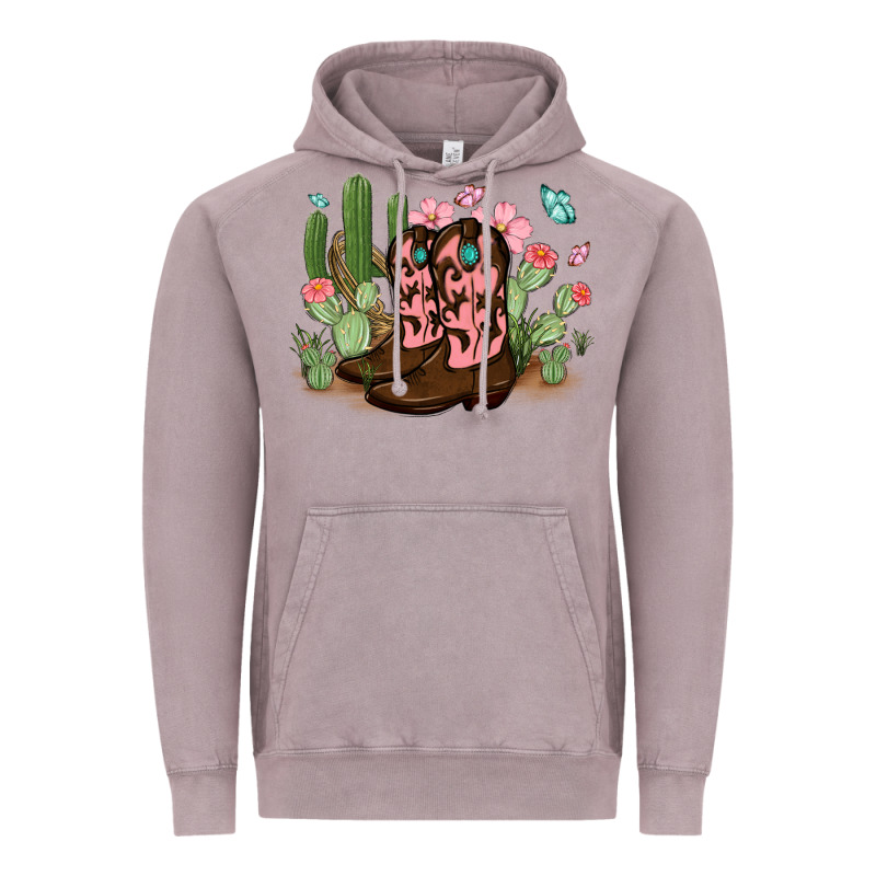 Cowboy Boots With Cactus Vintage Hoodie by MaliasSmallBusiness | Teevron