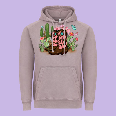 Vintage Hoodie cowboy boots with cactus