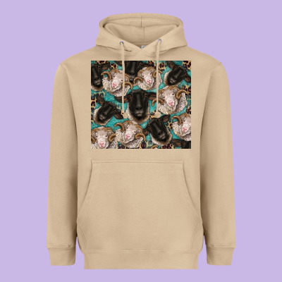 Suffolk Ewe And Merino Ram Sheeps Heavyweight Hoodie Designed By Barkaloodesign