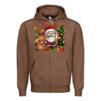 Chestnut santa and reindeer Zipper Hoodie - AdoDesignShop