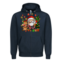 Navy santa and reindeer Zipper Hoodie - AdoDesignShop