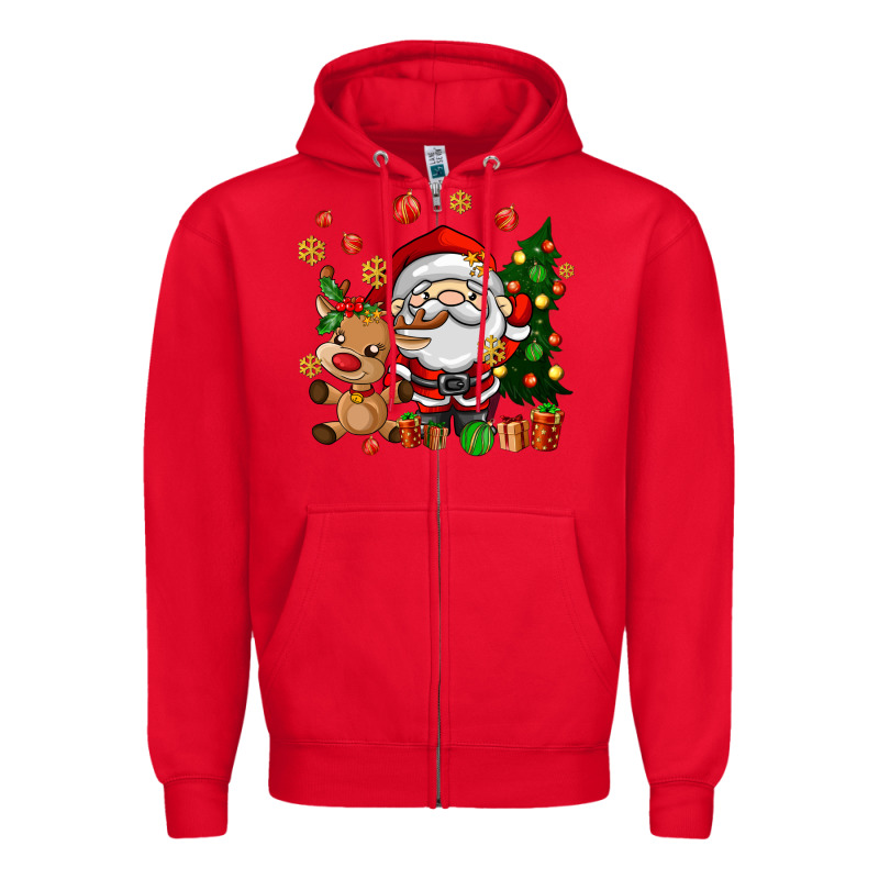 Santa And Reindeer Zipper Hoodie by AdoDesignShop | Teevron