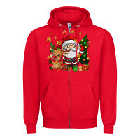 Red santa and reindeer Zipper Hoodie - AdoDesignShop