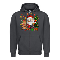 Smoke santa and reindeer Zipper Hoodie - AdoDesignShop