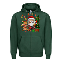 Sports Green santa and reindeer Zipper Hoodie - AdoDesignShop