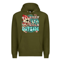 Army Green baby its cold outside skeleton Premium Hoodie - MaliasSmallBusiness
