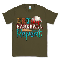 Army Green eat sleep baseball repeat Classic Tee - HRA Design Shop