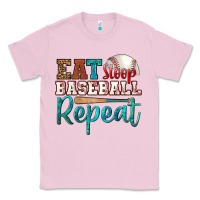 Bubblegum Pink eat sleep baseball repeat Classic Tee - HRA Design Shop