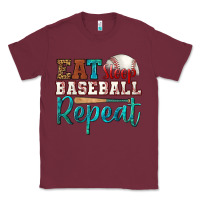 Burgundy eat sleep baseball repeat Classic Tee - HRA Design Shop