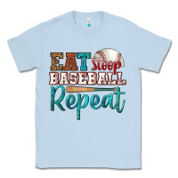 Dusty Blue eat sleep baseball repeat Classic Tee - HRA Design Shop