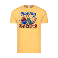 Vintage Mustard howdy america western Vintage Tee - texasbilliewilder