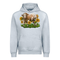 Heather Grey simmental bull with sunflowers Urban Hoodie - LillyAllenDesigns