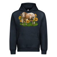Navy simmental bull with sunflowers Urban Hoodie - LillyAllenDesigns