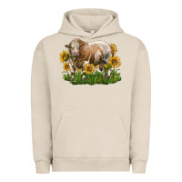 Pigment French Oak simmental bull with sunflowers Urban Hoodie - LillyAllenDesigns