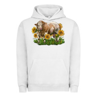 Pigment Lunar Rock simmental bull with sunflowers Urban Hoodie - LillyAllenDesigns