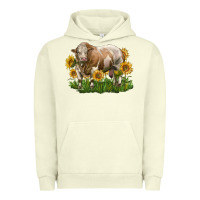 Pigment Pistachio simmental bull with sunflowers Urban Hoodie - LillyAllenDesigns
