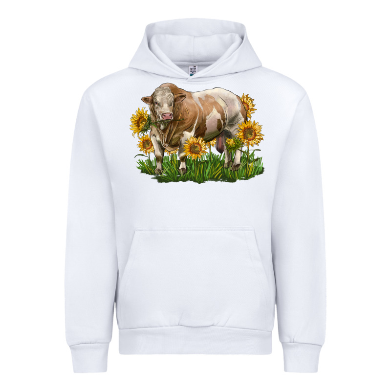 Simmental Bull With Sunflowers Urban Hoodie by LillyAllenDesigns | Teevron