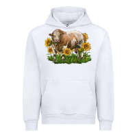 White simmental bull with sunflowers Urban Hoodie - LillyAllenDesigns