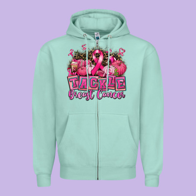 Tackle Breast Cancer With Pumpkin Zipper Hoodie Designed By Adodesignshop