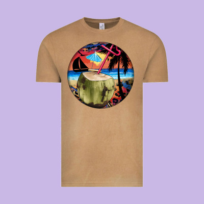 Coconut Drink Colorful Leopard Vintage Tee Designed By Barkaloodesign