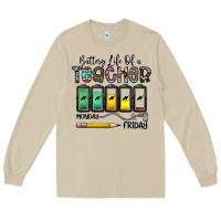 Mushroom battery life of a teacher monday friday Long Sleeve Tee - CowhideDigitalArt