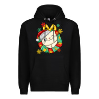 Black Christmas wreaths cat Premium Hoodie - MaliasSmallBusiness