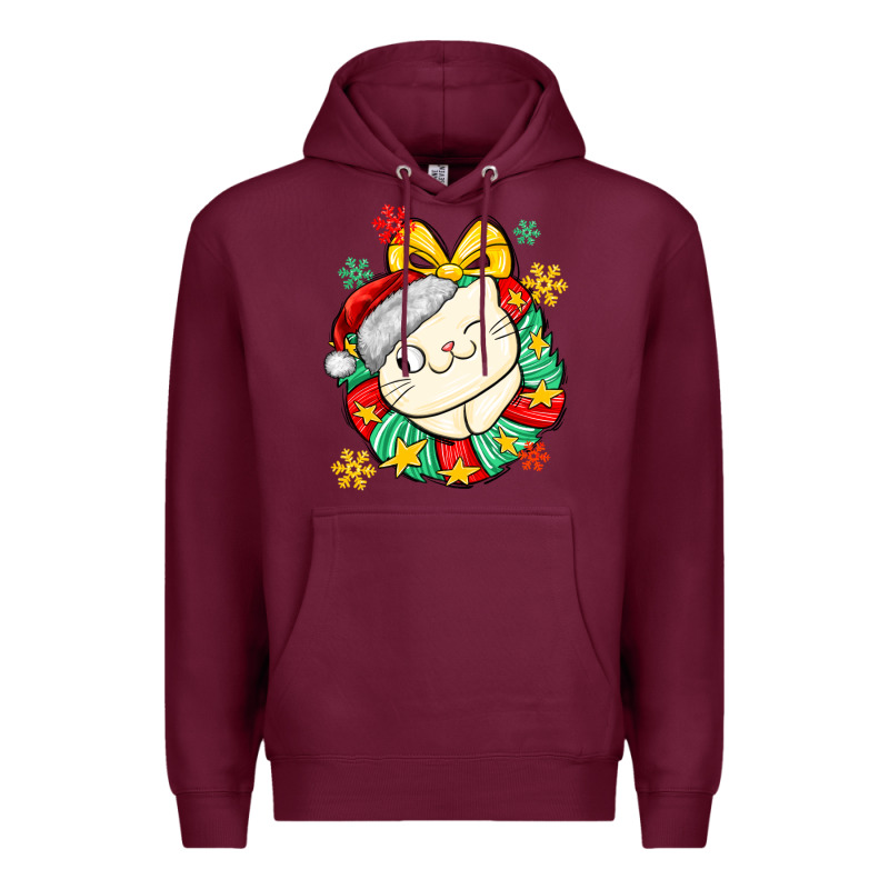 Christmas Wreaths Cat Premium Hoodie by MaliasSmallBusiness | Teevron