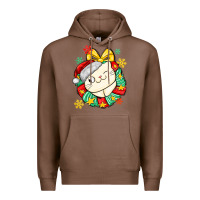 Chestnut Christmas wreaths cat Premium Hoodie - MaliasSmallBusiness