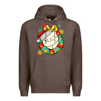 Coffee Christmas wreaths cat Premium Hoodie - MaliasSmallBusiness