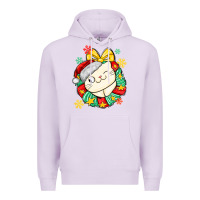 Lilac Christmas wreaths cat Premium Hoodie - MaliasSmallBusiness