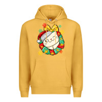Mustard Christmas wreaths cat Premium Hoodie - MaliasSmallBusiness