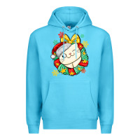 Ocean Blue Christmas wreaths cat Premium Hoodie - MaliasSmallBusiness