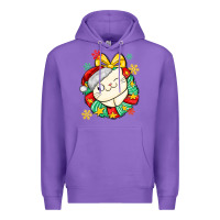 Purple Christmas wreaths cat Premium Hoodie - MaliasSmallBusiness