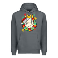 Rock Christmas wreaths cat Premium Hoodie - MaliasSmallBusiness
