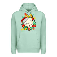 Seafoam Christmas wreaths cat Premium Hoodie - MaliasSmallBusiness